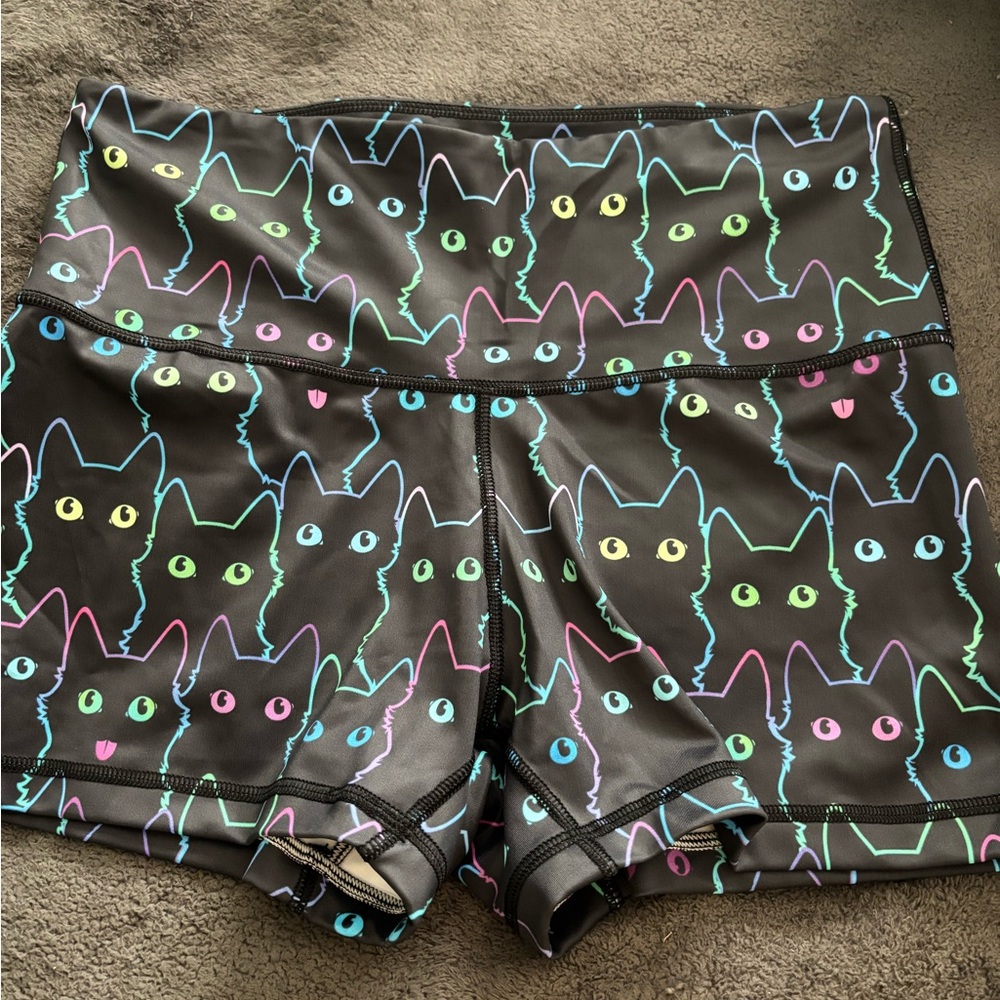 XL spooky united lifters Neon Cat Print Shorts